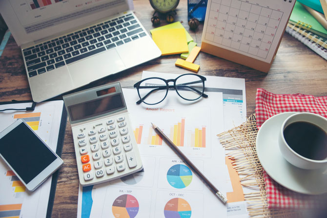 Desk-and-calculator